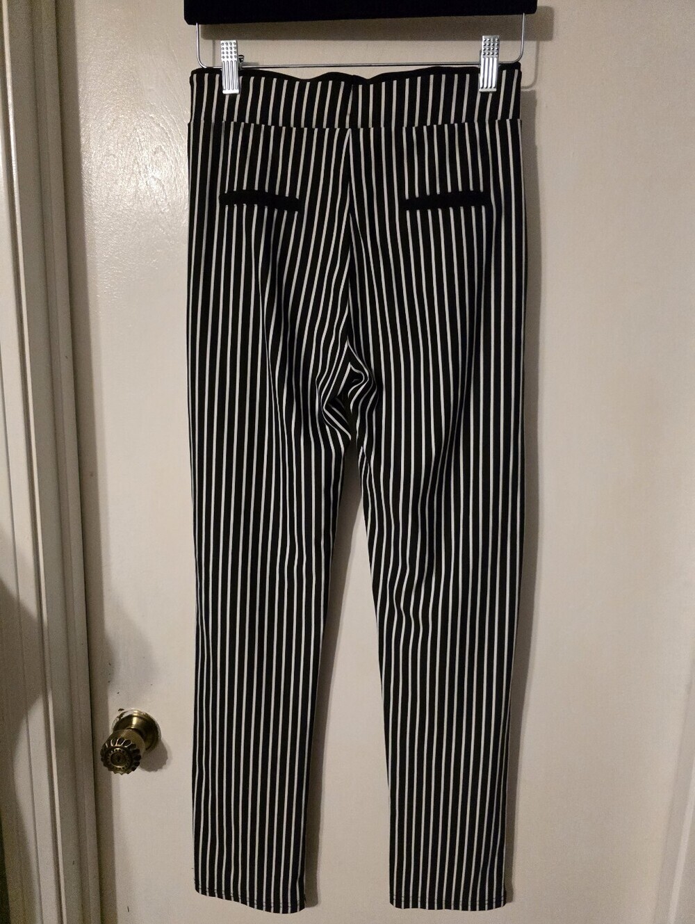 Black and White Vertical Stripe Trousers - Picture 3 of 5